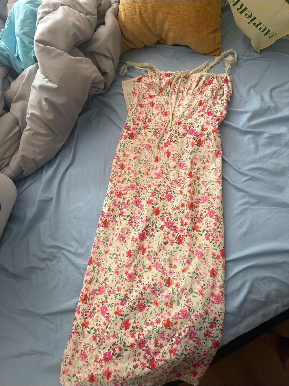 Floral Pink & Cream Maxi Dress